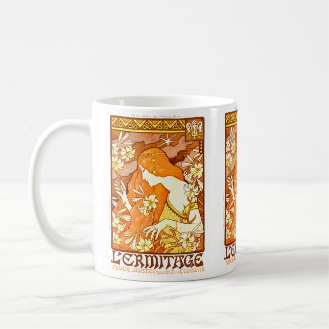 Vintage affisch Fransk Magazine Art nouveau Woman Kaffemugg (Vänster)
