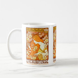 Vintage affisch Fransk Magazine Art nouveau Woman Kaffemugg
