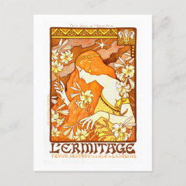 Vintage affisch Fransk Magazine Art nouveau Woman Vykort