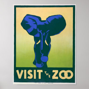 Vintage affisch, gå till Zoo Elephant WPA-Poster Poster