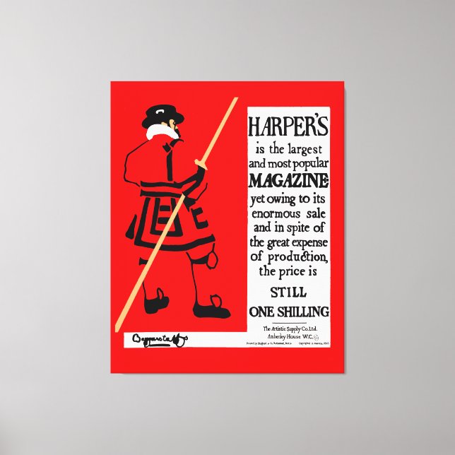 Vintage affisch Harper's Magazine Beefeater Canvastryck (Framsida)