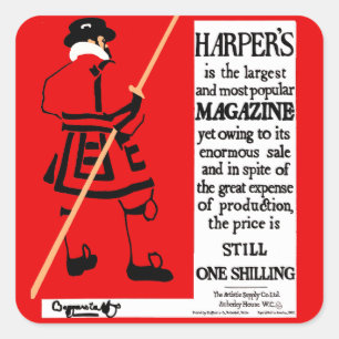 Vintage affisch Harper's Magazine Beefeater Fyrkantigt Klistermärke