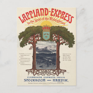 Vintage affisch i Lappland-Express Tåg Vykort