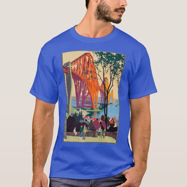 Vintage affisch järnväg, bryggpremie t shirt (Framsida)