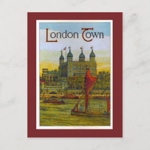 Vintage affisch, London Town, Thames barge Vykort