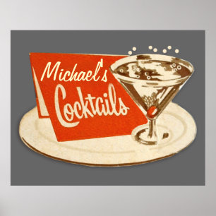 Vintage affisch Martini exponeringsglascoctailar