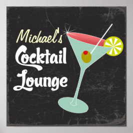 Vintage affisch, Martini Glass Cocktails Poster