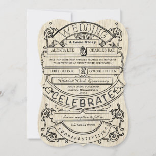 Vintage Affisch Modern Typografi Bröllop Inbjudningar