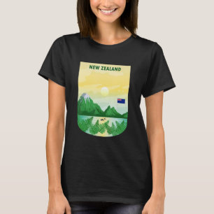 Vintage affisch Nya Zeelands landskapsområde T Shirt