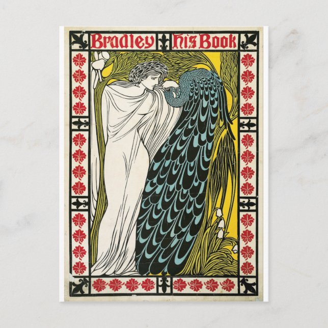 Vintage Affisch:Påfågel:Kvinna Vykort (Framsida)