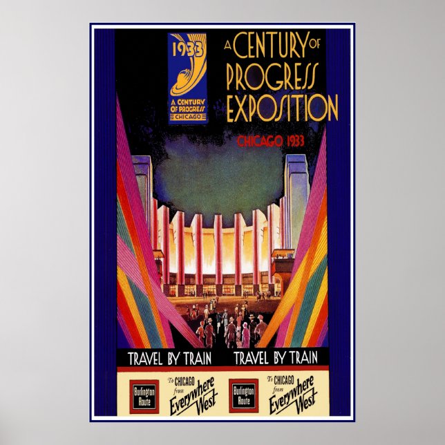 Vintage affisch Print Chicago Tåg (Framsidan)