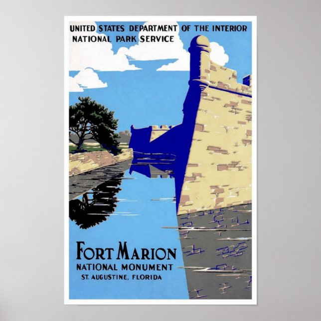 Vintage affisch Print Fort Marion nationalpark (Framsidan)