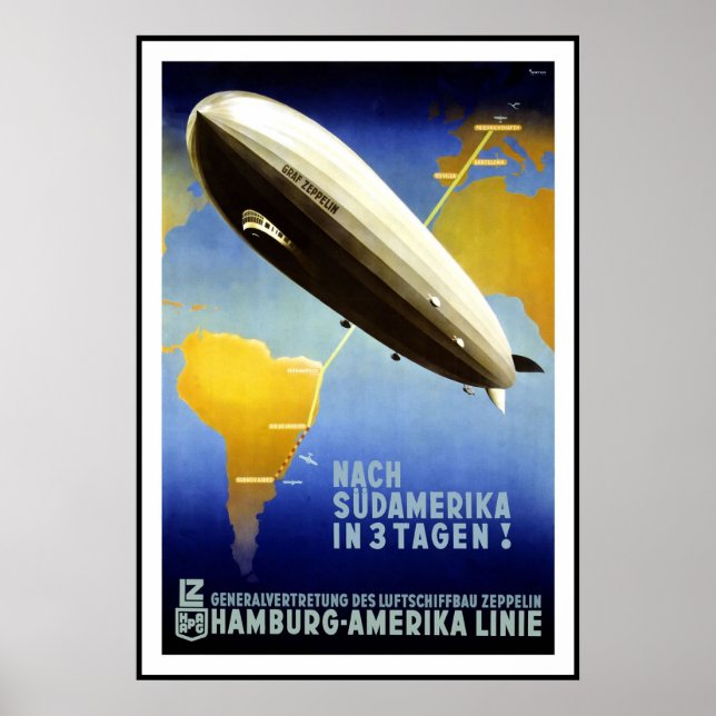Vintage affisch Print Hamburg Amercia AirShip (Framsidan)