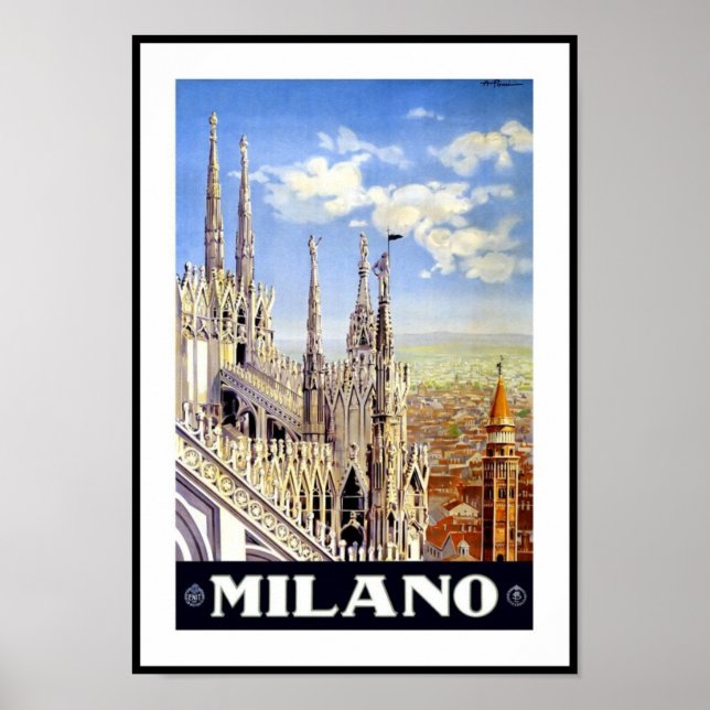 Vintage affisch Print Milano Milano Italien (Framsidan)