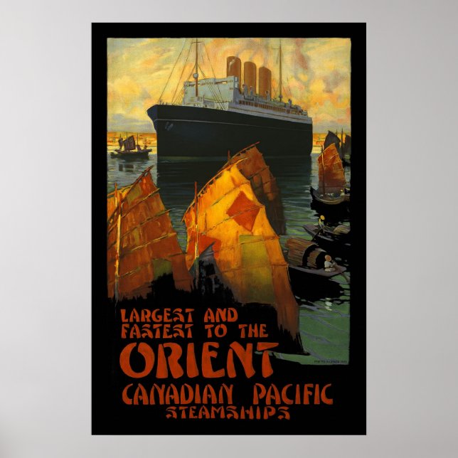 Vintage Affisch Tryck Orient Ångfartyg (Framsidan)