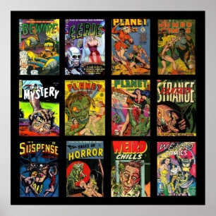 Vintage Affischserie Serietidningsomslag Collage Poster