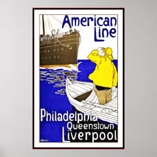 Vintage Affischtryck Philadelphia Queenstown Stor Poster
