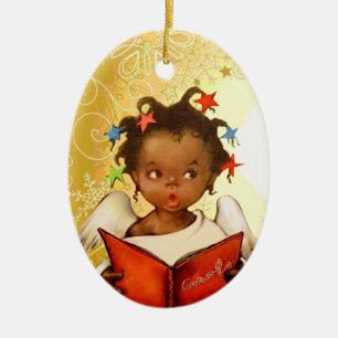 Vintage African American Angel jul Ornament