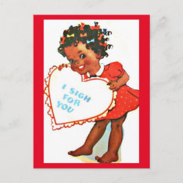 Vintage African American Cute Valentine vycard Vykort