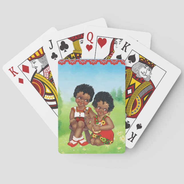 Vintage African American Girl Casinokort (Baksidan)