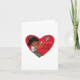 Vintage African American Girl med Birds Valentine Helgkort