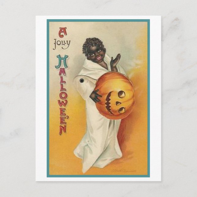 Vintage African American Halloween Helg Vykort (Framsida)