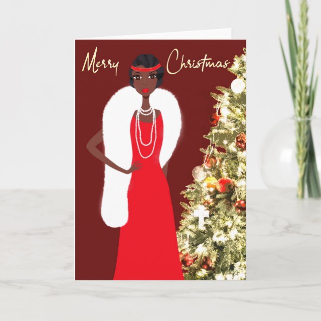 Vintage African American julcard Helgkort (Framsida)
