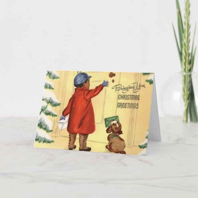 Vintage African American julcard Helgkort (Framsida)