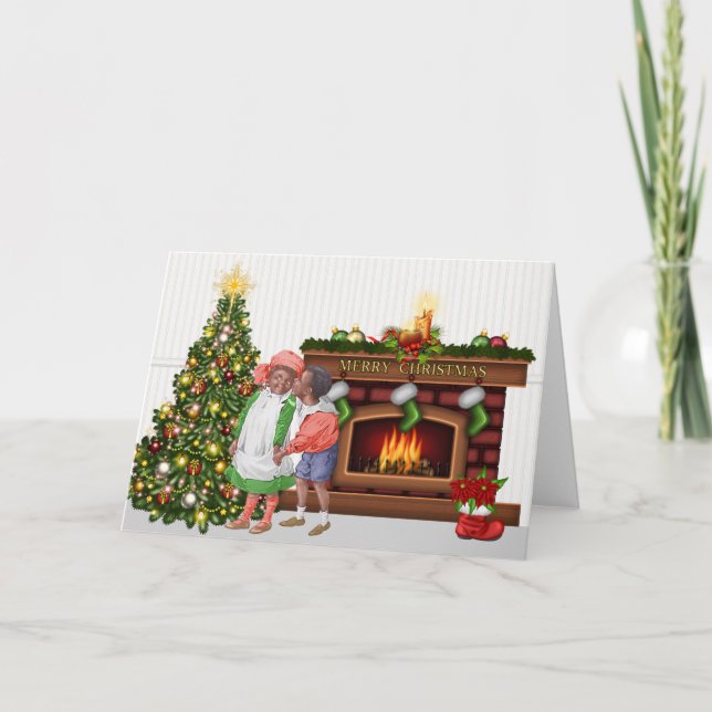 Vintage African American julcard Helgkort (Framsida)