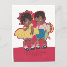 Vintage African American Valentine's Postcard Vykort