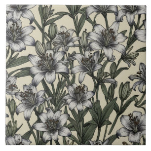 Vintage African Lily Flowers Kakelplatta