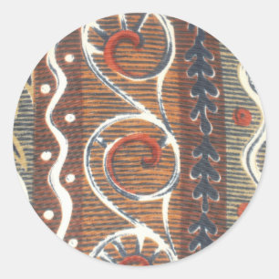 Vintage African Motif Art Print Runt Klistermärke