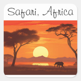 Vintage African Safari Fyrkantigt Klistermärke