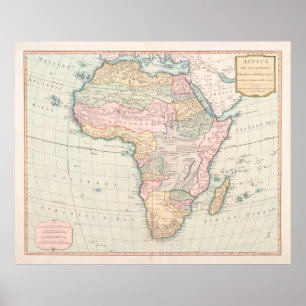 Vintage Afrika Karta (1800) Vintage African Contin Poster