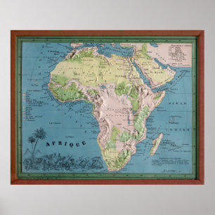 Vintage Afrika Karta (1865) African Continent Poster