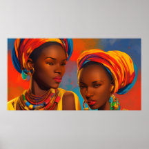 Vintage Afrika konst Färgstarka afrikanska kvinnor