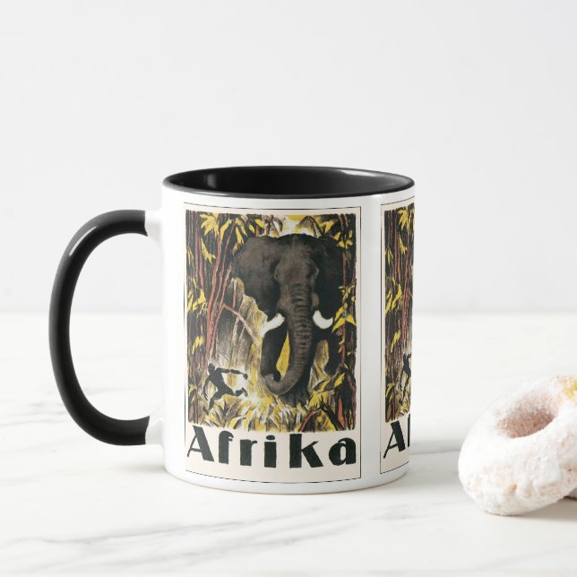 Vintage Afrika-resaaffisch, Afrikansk elefant Mugg (Med munk)