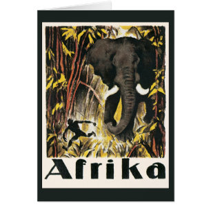 Vintage Afrika-resaaffisch, Afrikansk elefant OBS Kort