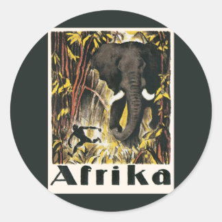 Vintage Afrika-resaaffisch, Afrikansk elefant Runt Klistermärke