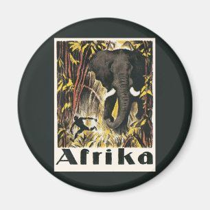 Vintage Afrika Travel Poster, African Elephant Magnet