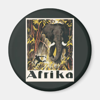 Vintage Afrika Travel Poster, African Elephant Magnet