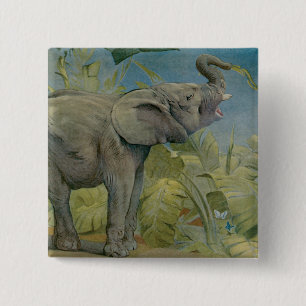 Vintage afrikansk elefant i djungeln, EJ Detmold Knapp