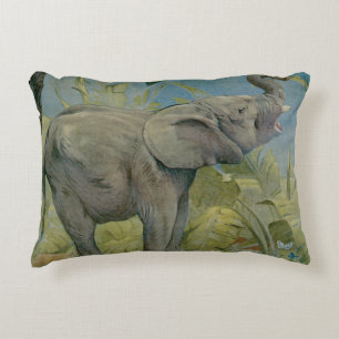 Vintage afrikansk elefant i djungeln, EJ Detmold Prydnadskudde