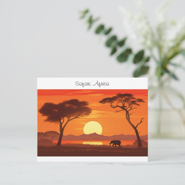Vintage afrikansk safari  vykort (Stående Fram)