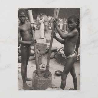 Vintage, afrikanska pojkar, Afrikan söder om Sahar Vykort