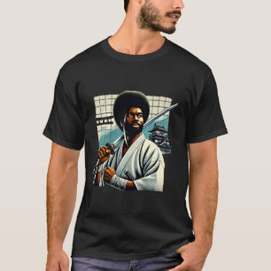 Vintage Afro American Samurai Japanska Stil Bushi T Shirt