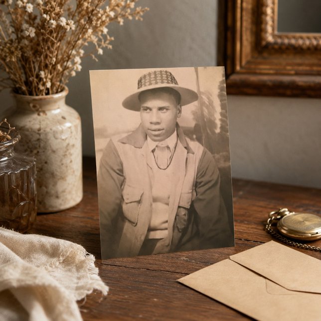 Vintage afroamerikansk man vykort (Skapare uppladdad)