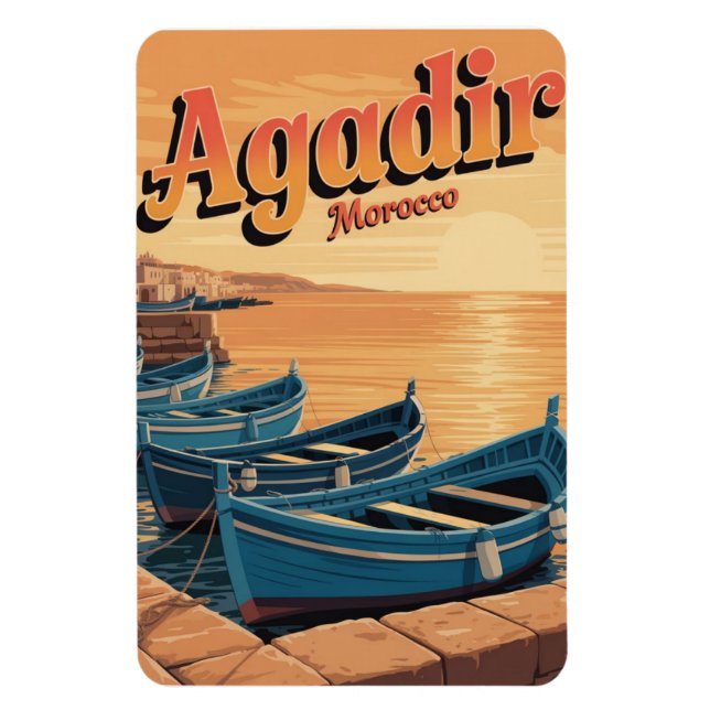 Vintage Agadir stad strand maroc resa souvenir Magnet (Vertikal)