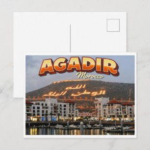 Vintage Agadir stad strand maroc resa souvenir Vykort