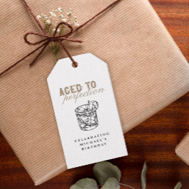 Vintage Aged to Perfection White Whiskey Birthday Presentetikett